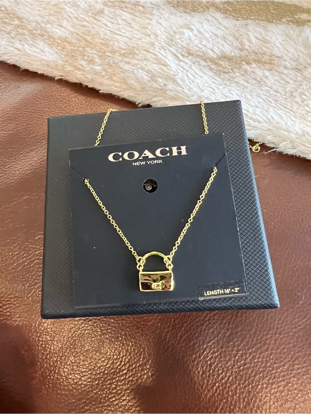 NWT Coach Tabby Bag Pendant Necklace Gold Plated Link Chain
